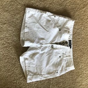 White button front shorts